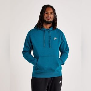 Nike Mens Fleece Hoodie Teal Blue Embroidered Nike Swoosh Logo